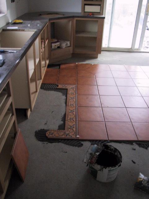 The beginings of the design in front of the sink.