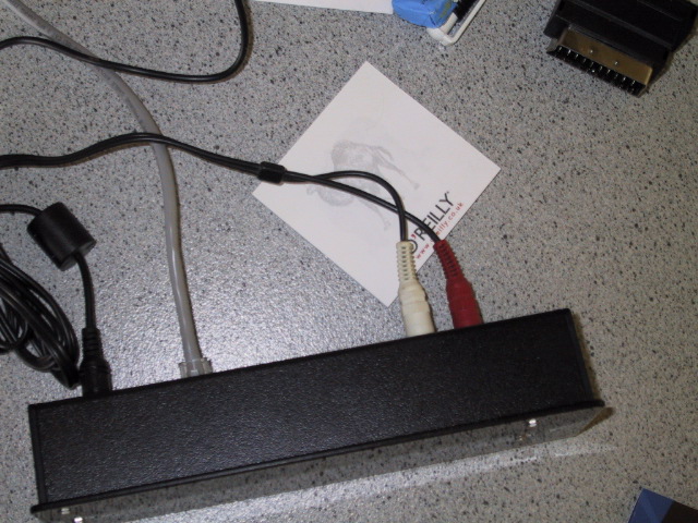 Rca jacks coming out of the slimp3 player.  kind of boring really.