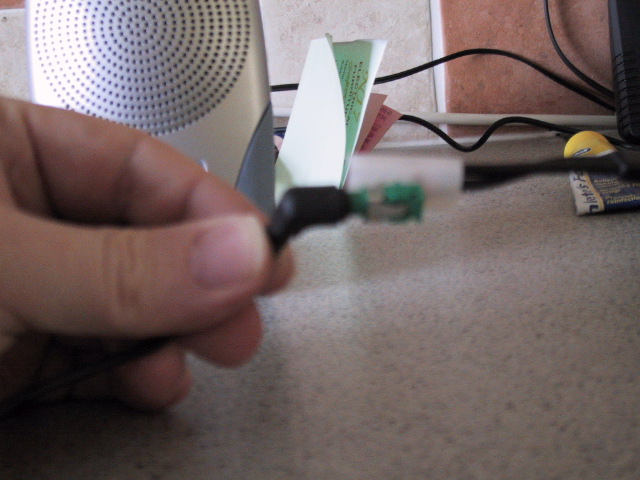 Another shot of the same.  i mounted it in a bit of plastic from a plug protector (those bits of plastic you get with new electrical things that most normal people just throw away...)
